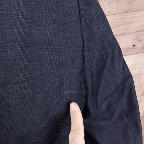 VINTAGE LAUREN RALPH LAUREN 100% WOOL BLUE CHECK BLAZER SUIT JACKET SZ 42L - Picture 6 of 10